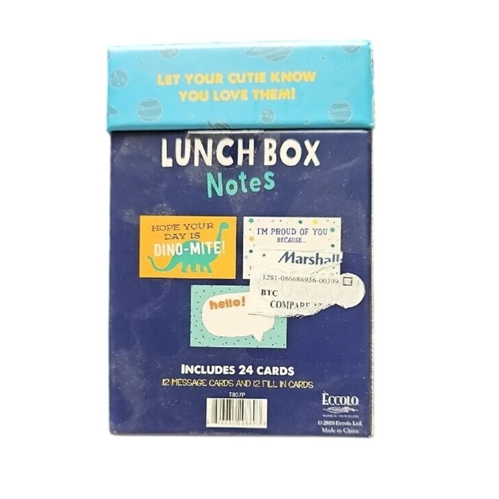 Eccolo Kids Lunch Box Notes 23 Count Space Dinosaur Animal Encouragement Cards